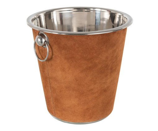 Balde de Gelo em Inox com detalhe em Couro, brown | WestwingNow