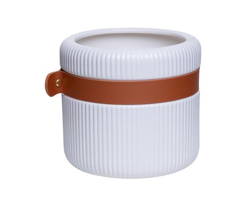 Cachepot com detalhe em Couro, white | WestwingNow