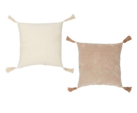 Jogo de Almofadas Tassel Bege e Branco | Westwing
