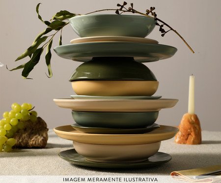 Jogo de Pratos Fundos Orgânico Umi Verde Celadon | Westwing