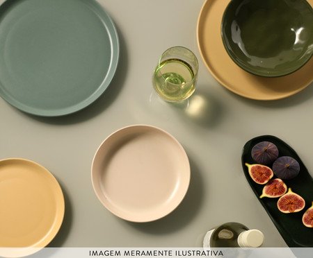 Jogo de Pratos Rasos Orgânico Umi Verde Oliva | Westwing