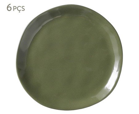 Jogo de Pratos Rasos Orgânico Umi Verde Oliva | Westwing