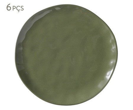 Jogo de Pratos de Sobremesa Orgânico Umi Verde Oliva | Westwing