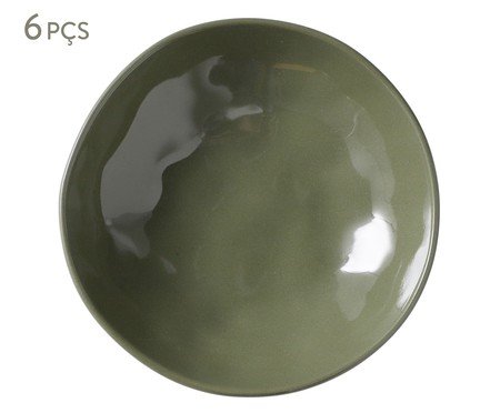 Jogo de Pratos Fundos Orgânico Umi Verde Oliva | Westwing