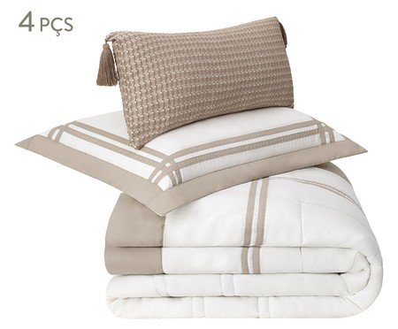 Jogo de Cobre-leito Coordenado Telares Bege | Westwing