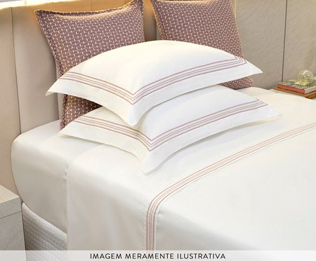 Jogo de Lençol Sofisticato Branco e Rose | Westwing