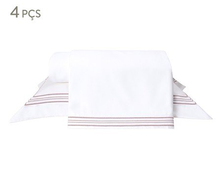 Jogo de Lençol Sofisticato Branco e Rose | Westwing