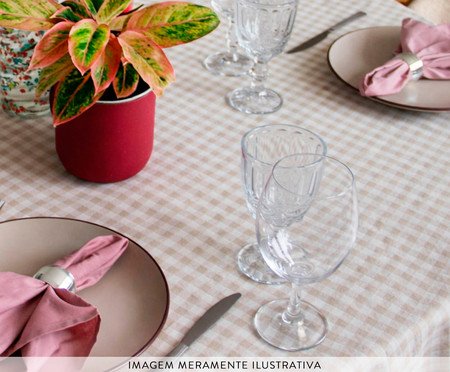 Toalha de Mesa Redonda  Vichy Bege e Off White Pequena | Westwing