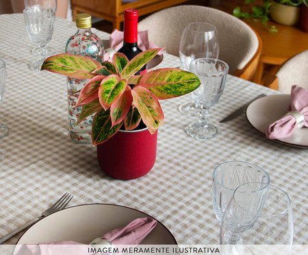 Toalha de Mesa Vichy Bege e Off White | Westwing