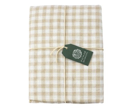 Toalha de Mesa Vichy Bege e Off White | Westwing