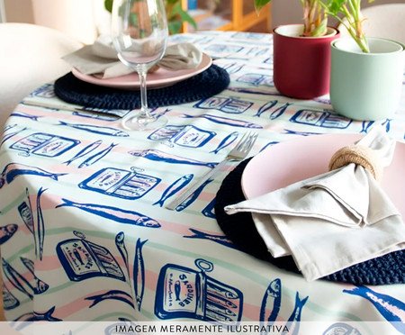 Toalha de Mesa Redonda Maré de Sorte Sardinha Retrô | Westwing