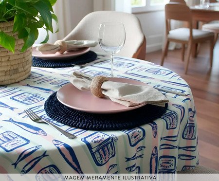 Toalha de Mesa Redonda Maré de Sorte Sardinha Retrô | Westwing