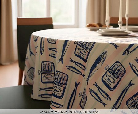 Toalha de Mesa Redonda Maré de Sorte Sardinha Retrô | Westwing