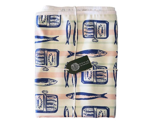 Toalha de Mesa Redonda Maré de Sorte Sardinha Retrô, green | WestwingNow