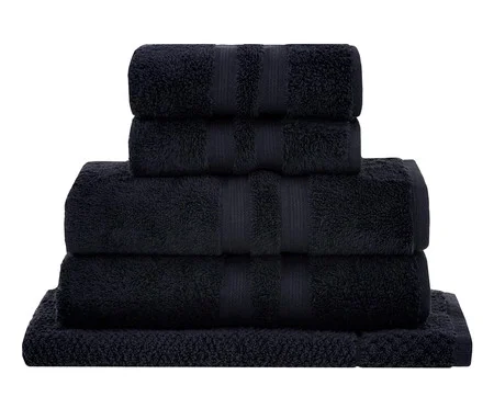 Jogo de Toalhas de Banho em Algodão Egípcio Preto | Westwing