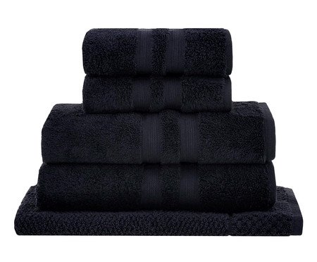 Jogo de Toalhas de Banho em Algodão Egípcio Preto | Westwing