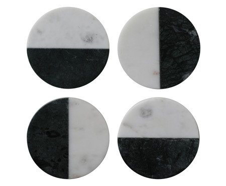 Jogo de Porta-Copos em Mármore Orfeu Branco e Verde - 4 pçs | Westwing