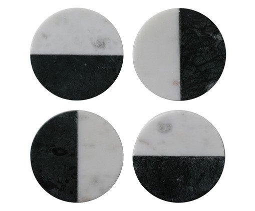 Jogo de Porta-Copos em Mármore Orfeu Branco e Verde - 4 pçs, multicolor | WestwingNow