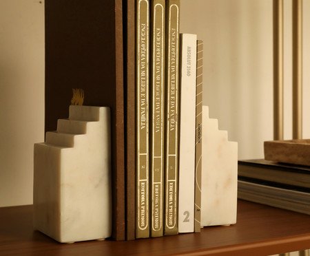 Aparador de Livros em Mármore Atlas Branco | Westwing