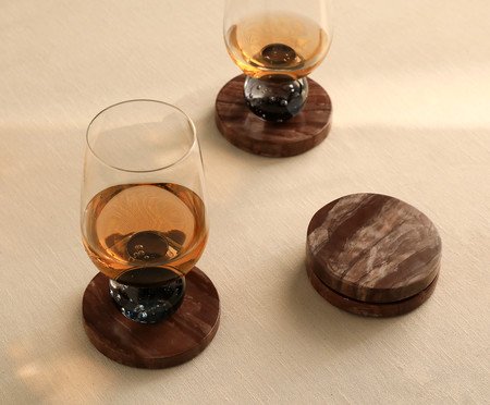 Jogo de Porta-Copos em Mármore Orfeu Bordô - 4 pçs | Westwing