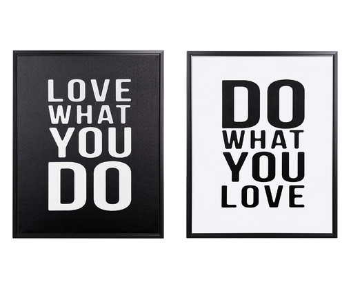 Jogo de Quadros Love What You Do - 90X50cm, Preto,Branco | WestwingNow