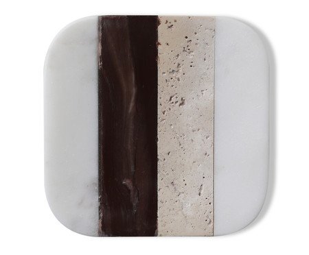 Descanso para Colher em Mármore Hebe Branco, Bordô e Bege