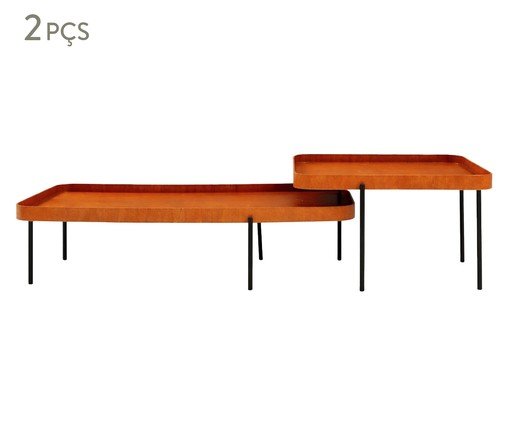 Mesa De Centro Living Castanho, wood pattern | WestwingNow