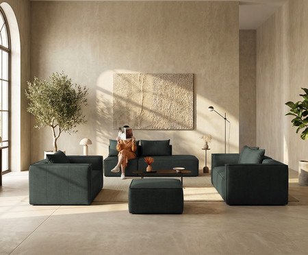 Sofá módulo com Chaise Direito Mensa Verde - Especial BAB | Westwing