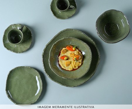Jogo de Pratos Fundo Orgânico Eco Stone Jade Verde | Westwing