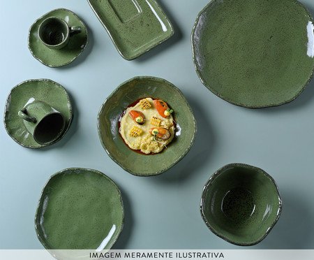 Jogo de Pratos Fundo Orgânico Eco Stone Jade Verde | Westwing