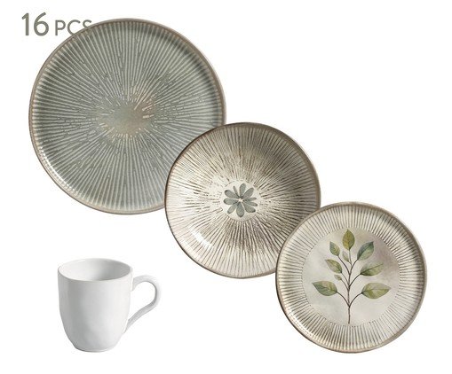Aparelho de Jantar Bio Evergreen Floral - 16Pçs, multicolor | WestwingNow