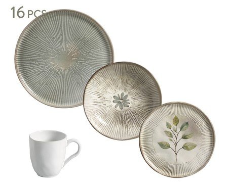 Aparelho de Jantar Bio Evergreen Floral - 16Pçs | Westwing