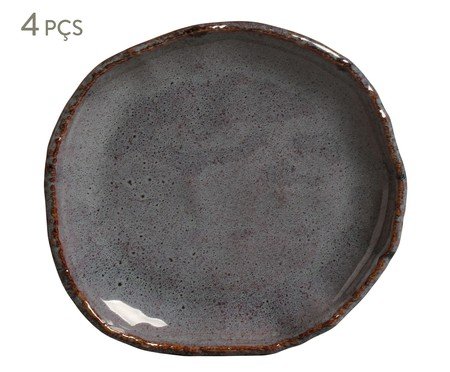 Jogo de Pratos para Sobremesa Orgânico Eco Stone Basalto Azul | Westwing