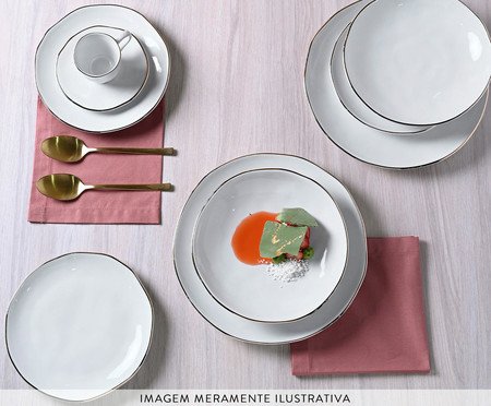 Jogo de Pratos Raso Orgânico New White Gold Branco | Westwing