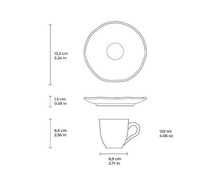 Jogo de Xícara para Café Orgânico New White Gold Branco | Westwing