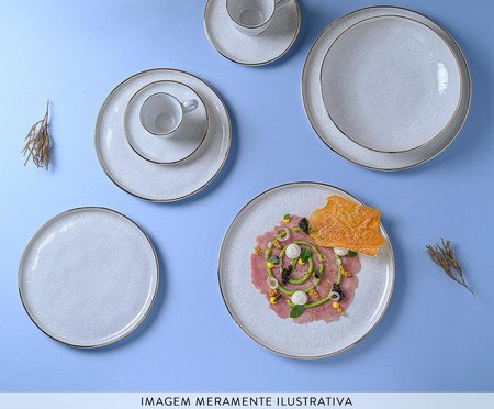 Jogo de Pratos Raso Luz Gold Cinza | Westwing