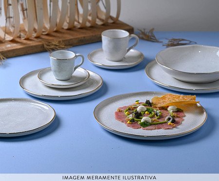 Jogo de Pratos Raso Luz Gold Cinza | Westwing