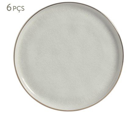 Jogo de Pratos Raso Luz Gold Cinza | Westwing