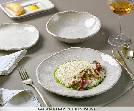 Jogo de Pratos Fundo Orgânico Eco Stone Arenito Branco | Westwing