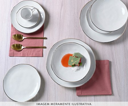 Jogo de Pratos Fundo Orgânico New White Gold Branco | Westwing