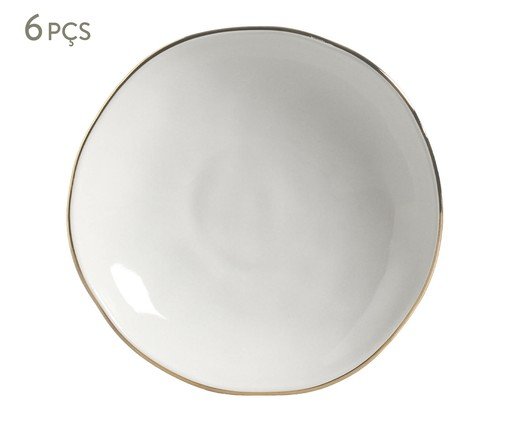 Jogo de Pratos Fundo Orgânico New White Gold Branco, white | WestwingNow