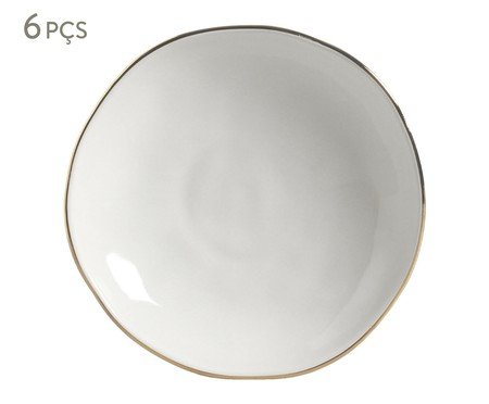 Jogo de Pratos Fundo Orgânico New White Gold Branco | Westwing