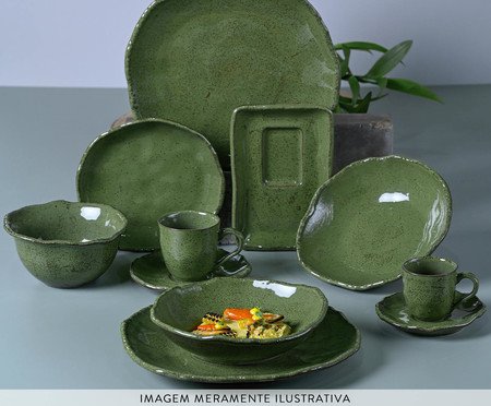 Jogo de Pratos para Sobremesa Orgânico Eco Stone Jade Verde | Westwing