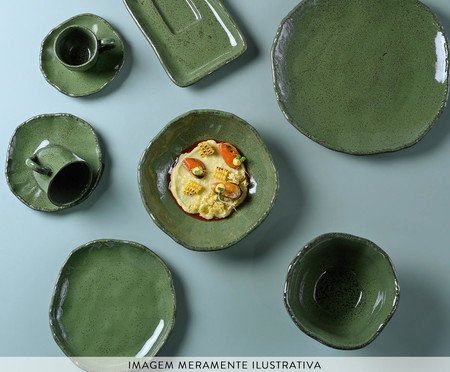 Jogo de Pratos para Sobremesa Orgânico Eco Stone Jade Verde | Westwing