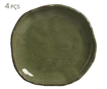 Jogo de Pratos para Sobremesa Orgânico Eco Stone Jade Verde | Westwing