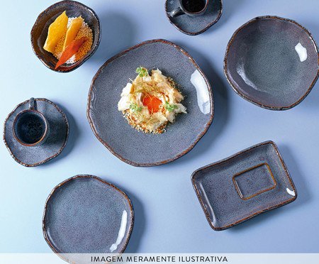 Jogo de Xícara para Café Orgânico Eco Stone Basalto Azul | Westwing