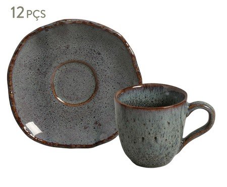 Jogo de Xícara para Café Orgânico Eco Stone Basalto Azul | Westwing