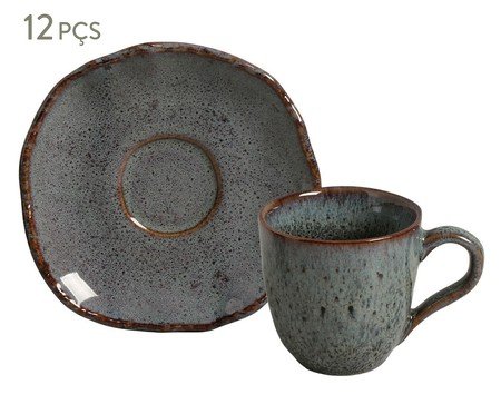 Jogo de Xícaras para Chá Orgânico Eco Stone Basalto Azul | Westwing