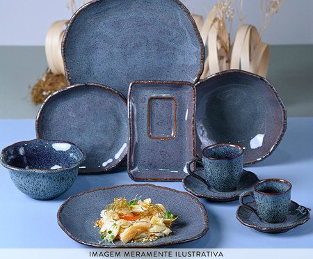 Jogo de Bowls Orgânico Eco Stone Basalto Azul | Westwing