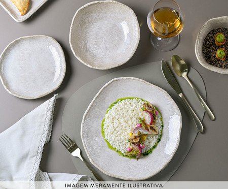 Jogo de Pratos para Sobremesa Orgânico Eco Stone Arenito Branco | Westwing